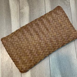 Anthropologie crossbody woven handbag brown